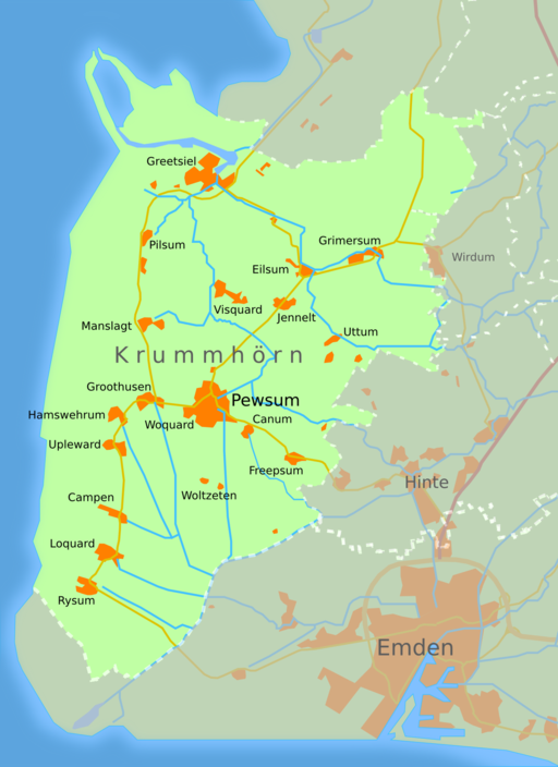 Karte Krummhörn in Ostfriesland