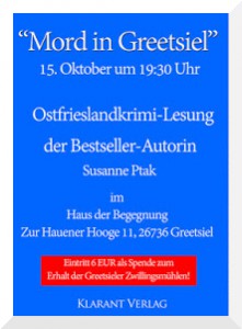 Flyer Ostfrieslandkrimi Lesung Greetsiel Susanne Ptak