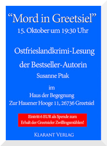 Flyer Ostfrieslandkrimi Lesung Greetsiel Susanne Ptak