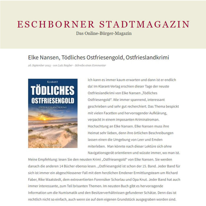 Rezension Tödliches Ostfriesengold