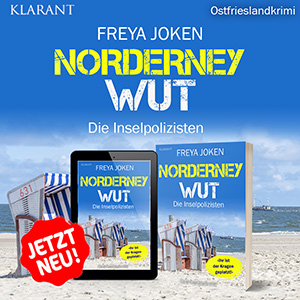 IPad und Buch mit Cover Norderney Wut vor einem ostfriesischen Strandkorb